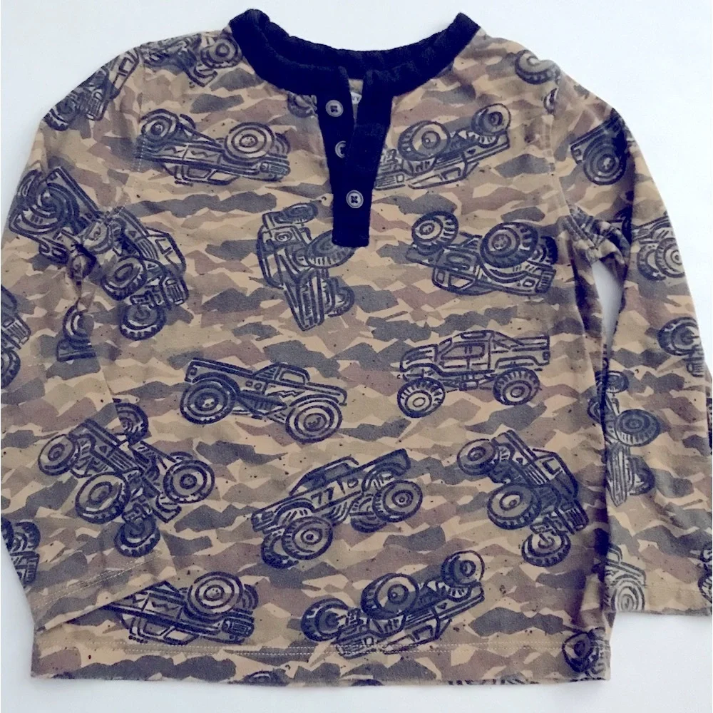 Camouflage monster trucks long sleeve shirt